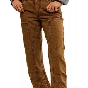Free People We The Free Womens Olive Brown Utility Cargo Pants Size 6 Cotton Ble